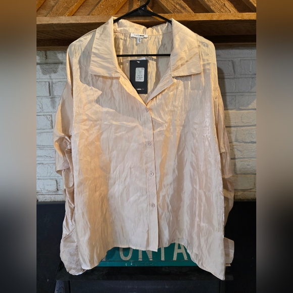 Fashion Nova Cream Collared Button Down Long Sleeve Size 3xl - Picture 1 of 9